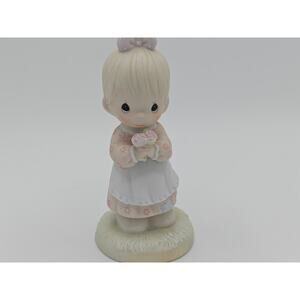 Precious Moments 112143 Mommy I Love You Girl Flowers Enesco Porcelain 1987